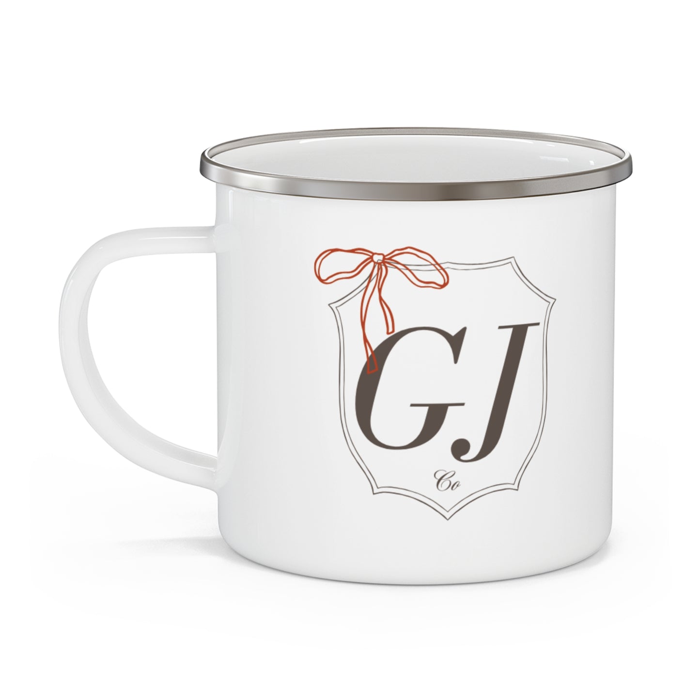 Red Bow GJ Enamel Camping Mug