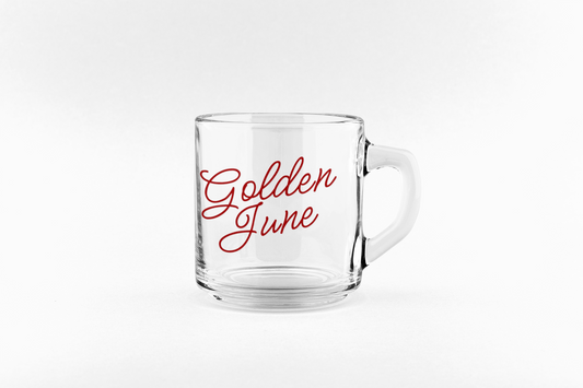 Drink me up Golden June Clear Glass Mug