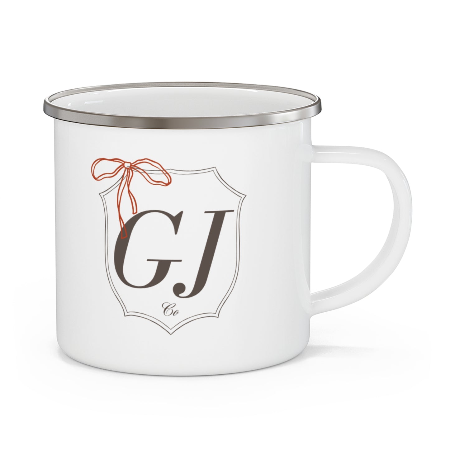 Red Bow GJ Enamel Camping Mug
